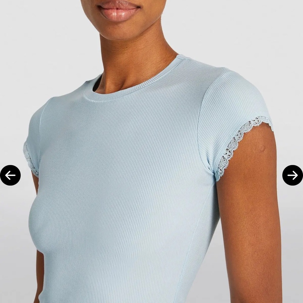 Light Blue Women's Ribbed Top - Picture 3 of 8